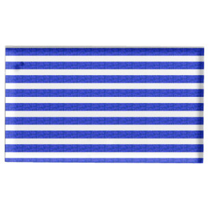 Chic Blue Geometric Stripes Place Card Holder