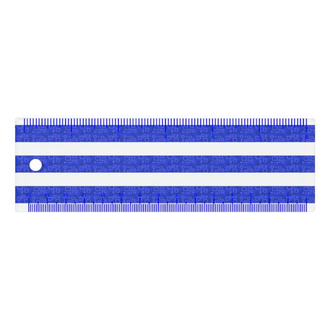 Chic Blue Geometric Stripes  Ruler (Front)