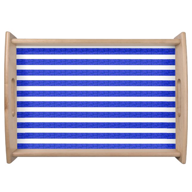 Chic Blue Geometric Stripes  Serving Tray (Front)