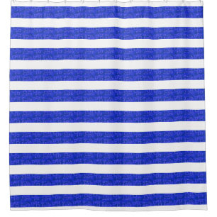 Chic Blue Geometric Stripes Shower Curtain