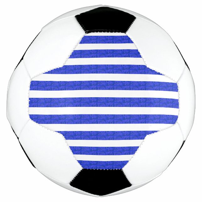 Chic Blue Geometric Stripes Soccer Ball (Front)