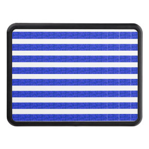 Chic Blue Geometric Stripes Trailer Hitch Cover