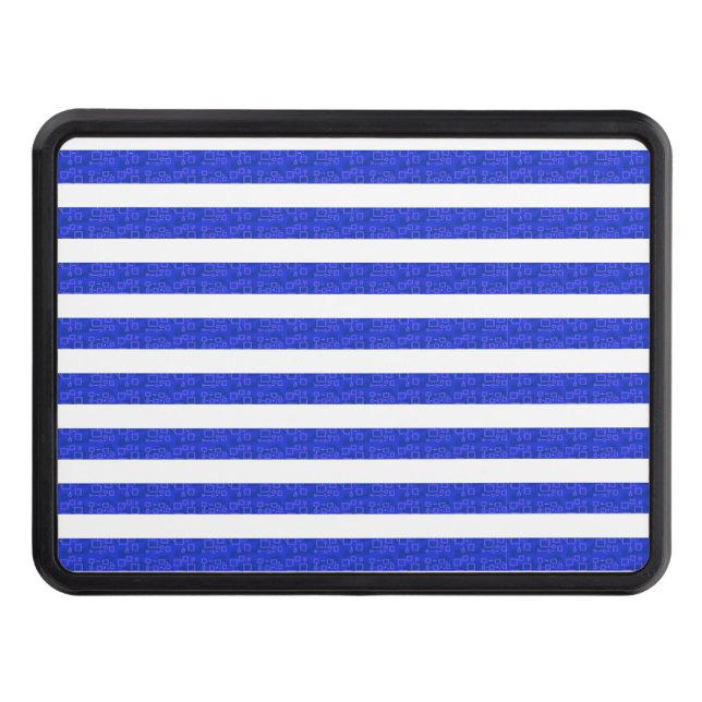 Chic Blue Geometric Stripes Trailer Hitch Cover (Front)