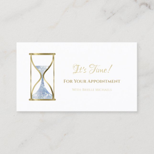 Chic Blue Glitz Hourglass Beauty Salon Appointment (Front)