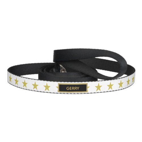 Chic Blue Gold Glitter Stars With Dogs Name Custom Pet Leash