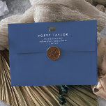 Chic Blue Graduation Announcement Envelope<br><div class="desc">This chic blue graduation announcement envelope is perfect for a modern grad announcement or party invitation. The simple design features classic royal blue and white typography with a black and gold watercolor graduation hat. Personalize the envelope flap with your return address. These envelopes can be used for your graduation announcements,...</div>