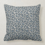 Chic Blue Gray Leopard Print Pattern Throw Pillow<br><div class="desc">Chic and modern leopard print throw pillow with a stylish leopard pattern in black and blue on a gray background. Exclusively designed for you by Happy Dolphin studio. If you need any help or matching products or want a custom color combination,  please contact us at happydolphinstudio@outlook.com.</div>