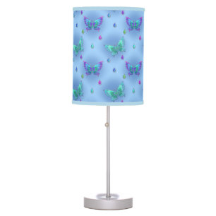 Chic Blue & Green Butterflies & Jewels Images Table Lamp