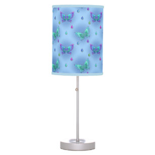 Chic Blue & Green Butterflies & Jewels Images Table Lamp