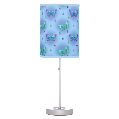 Chic Blue  Green Butterflies  Jewels Images Table Lamp