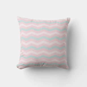 Chic Blue Green Pink Stripes Trendy Pastel Colors Throw Pillow