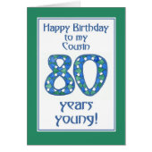 Chic Blue, Green, White 80th Birthday for Cousin (Front)