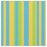 Chic Blue Green Yellow Stripes Daisy Chains Fabric