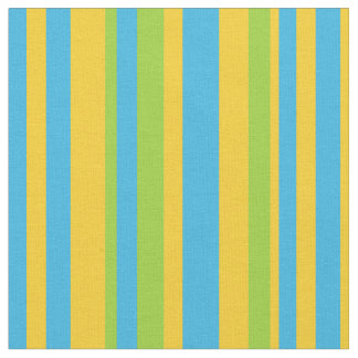 Chic Blue Green Yellow Stripes Daisy Chains Fabric