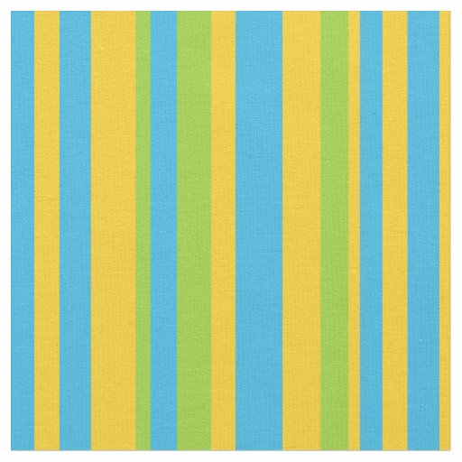 Chic Blue Green Yellow Stripes Daisy Chains Fabric