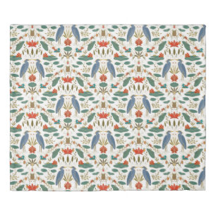 Chic Blue Heron white Heritage Revival Duvet Cover