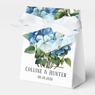 Chic Blue Hydrangea Floral Wedding Favor Boxes