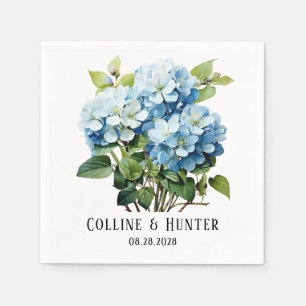Chic Blue Hydrangea Floral Wedding Napkins
