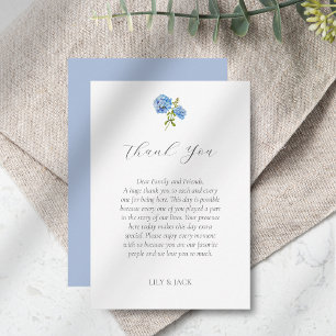 Chic Blue Hydrangea Wedding Thank You Card