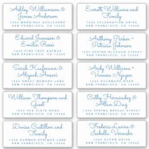 Chic Blue Ink Calligraphy Guest Address Labels
