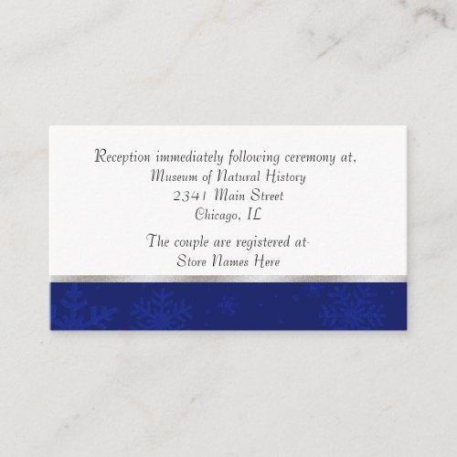 Chic Blue Jeweled Snowflake Wedding Enclosure Card