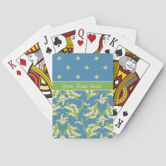 Chic Blue Lily-of-the-Vally Floral Playing Cards