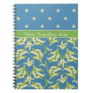 Chic Blue Lily-of-the-Vally Floral Spiral Notebook