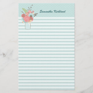Chic Blue Lined Custom Stationery