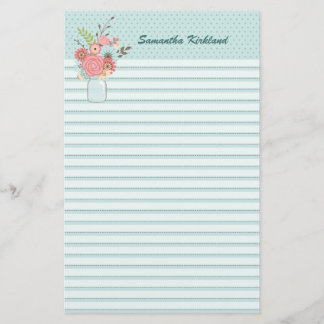 Chic Blue Lined Custom Stationery