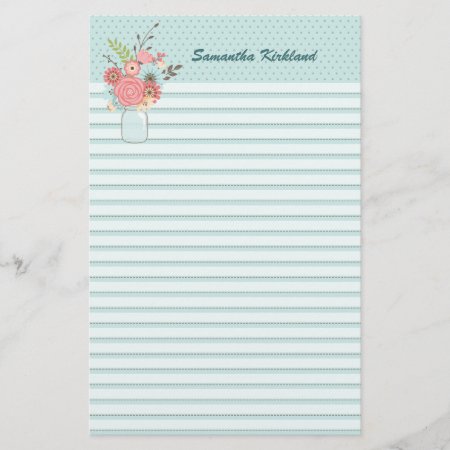 Chic Blue Lined Custom Stationery