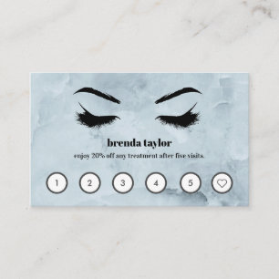 Chic Blue Marble Browbar Eyelash Custom Loyalty Business Card