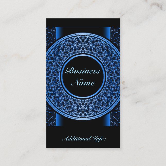 Chic Blue Medallion Business Card 2 (Front)