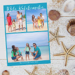 Chic Blue Mele Kalikimaka Photo Collage Christmas Holiday Card<br><div class="desc">Chic blue customizable beach family photo collage Christmas card with your favorite tropical photos in the sun. Add 3 of your favorite memories from your island vacation to the coast. Beautiful coastal holiday cards with a clean,  modern photograph layout and pretty white script.</div>