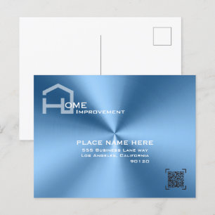 Chic Blue metallic modern business Postcard