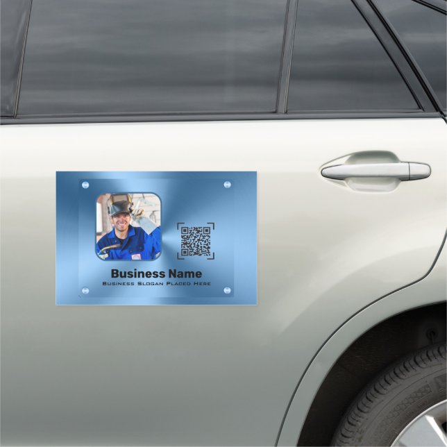 Chic Blue metallic modern Car Magnet (In Situ)