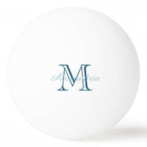 Chic Blue Monogram Ping Pong Ball