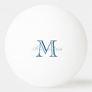 Chic Blue Monogram Ping Pong Ball