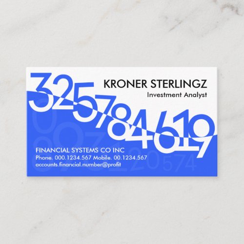 Chic Blue Numbers Wave Bookkeeper Business Card