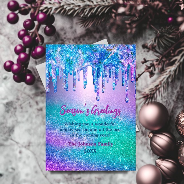 Chic blue ombre glitter drips Christmas new year  (Creator Uploaded)