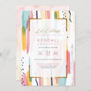 Chic Blue Painted Memphis Abstract Bridal Shower Invitation