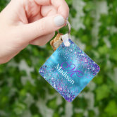 Customized Colorful Glitter Mermaid Monogram Name Keychain