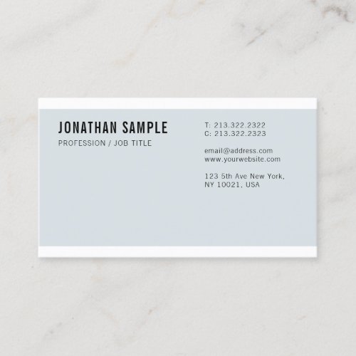 Chic Blue Plain New Gothic Font Professional Business Card