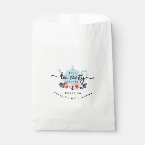 Chic Blue Polka Dot Vintage Tea Party Baby Shower Favor Bag