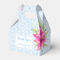 Chic Blue Portuguese Azulejo Mosaic Lily Thank You