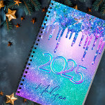 Chic blue purple ombre glitter drips 2025 planner<br><div class="desc">Chic blue purple ombre dripping glitter monogram 2025 new year planners, . Cool for school, work or as a journal or diary! To make it extra special, it is also monogrammed and personalized with name or initials or any text you like, click the "customize further" link and use the design...</div>