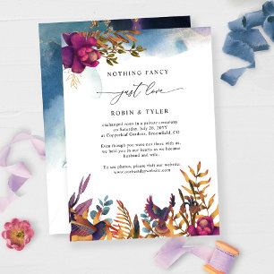 Chic Blue Purple Wedding Elopement Announcement