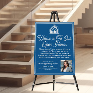 Chic Blue Real Estate Company Custom Open House Foam Board