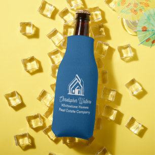 Chic Blue Real Estate Company Customized Realtor Bottle Cooler
