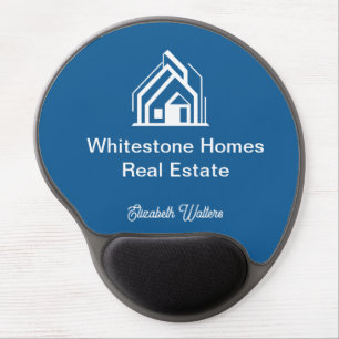 Chic Blue Real Estate Company Customized Realtor Gel Mouse Pad