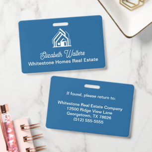 Chic Blue Real Estate Company House Custom Realtor Badge